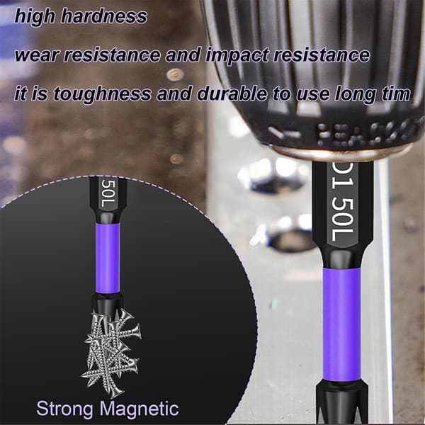 Magnetisk Skruvmejselbits Set, 12st Magnetiska Bits Borr, D1 Legerat Stål Slagtålighet och