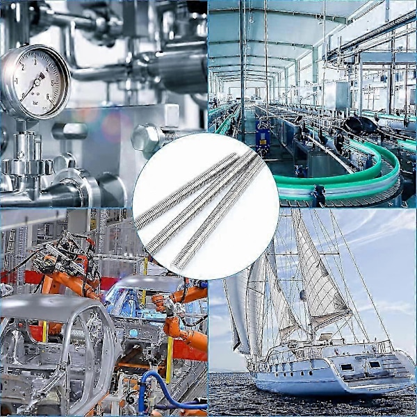 12 kpl M6 x 100 mm täyskierteinen tanko 304 ruostumatonta terästä, kiinnityspultit valmistus-, auto- ja rakennusteollisuudelle (hopea)