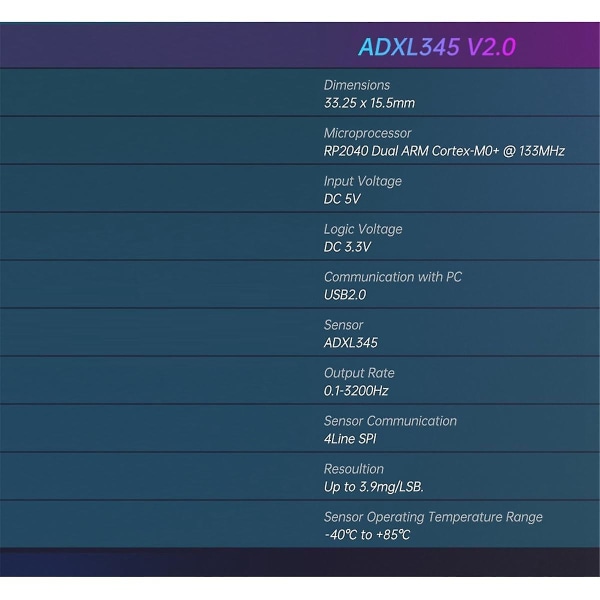 Adxl345 V2.0 Akselerometerkort Stealthburner For Klipper Ekstruder Hotend 3D-Skriverdeler