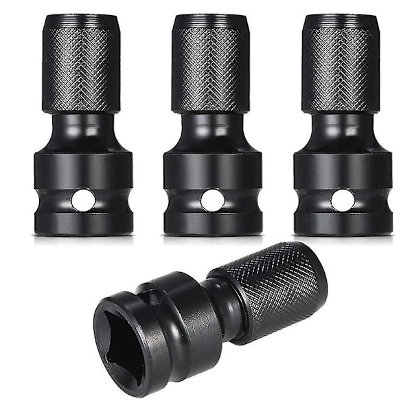 4 st Impact Adapter 1/2 Kvadratisk Drivning till 1/4 Hex Skaft Socket Adapter Snabbkoppling Chuck Konverterare