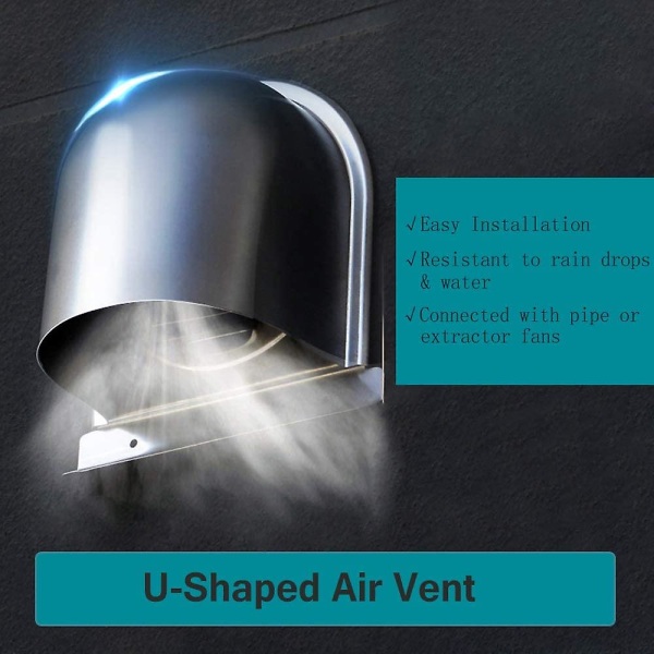 4 tommer 100 mm vanntett rustfritt stål ventilasjonshette Anti-korrosjon eksosavtrekk for veggluftutløpsdeksel