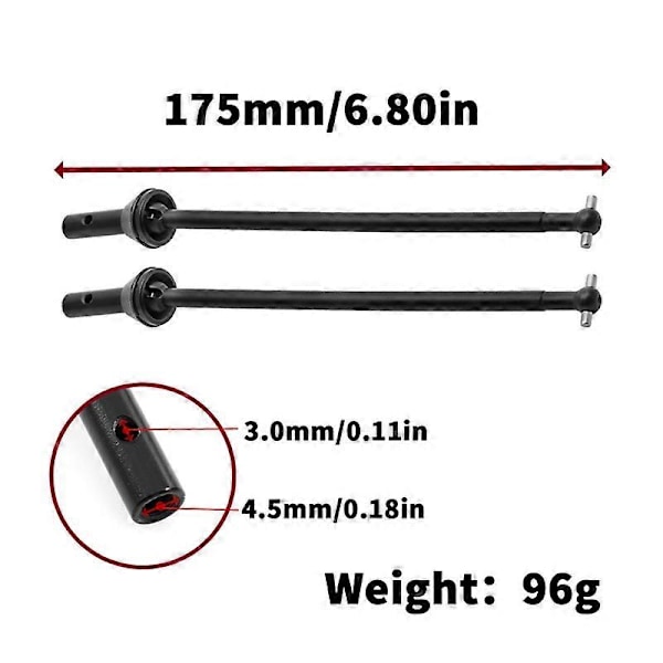2 st Stål Metall Främre Bakre Drivaxel CVD Drivaxel TKR5472 TKR5073 TKR5070 för TEKNO MT410 RC Bil