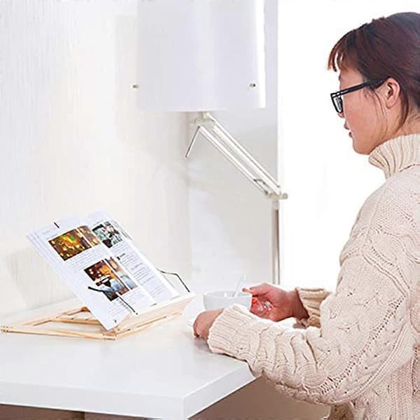 Kaxich Bokstöd i Tallträ för Kokböcker, Vikbart, Justerbart, Bokstöd, Bokdisplayställ för Recept, Kokbok, iPad, Kindle, Surfplatta, PC