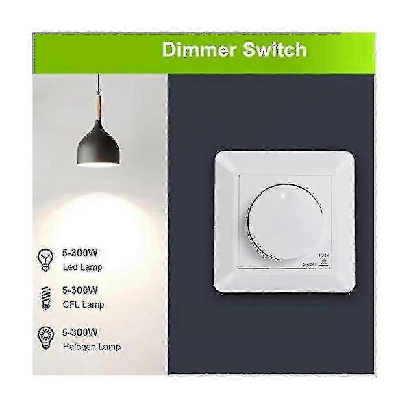 LED Dimmer Switch, Infälld Dimmer För Dimbar LED Och Halogen, 5-300 W Dimmer Switch LED, Ph