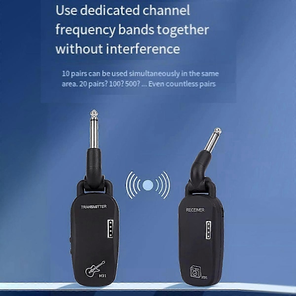 M31 Gitarre Trådløst System Lyd Sender Mottaker Pickup USB Oppladbar Trådløst System for E