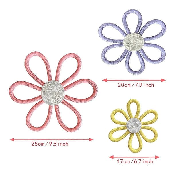 Boho Dekor Daisy Blomma Vävd Makramé Väggbonad Rep Handgjord Vävd Väggprydnad Flickrum Blomma Hängande Hänge A