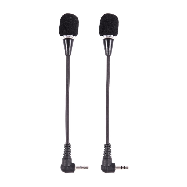 2x Flexible 3.5mm Jack Mini Microphone Mic For Pc Laptop Desktop Skype Yahoo Black