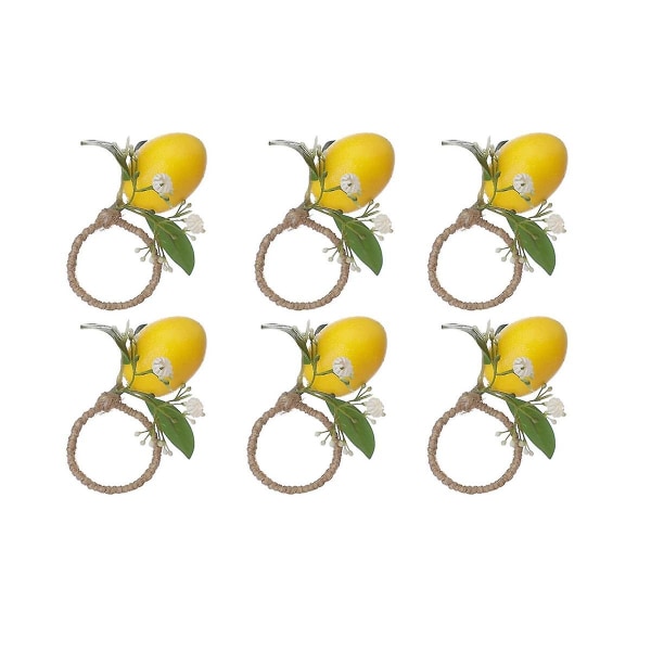 Citronservietringe 6 citronvinblade servietholdere til spisebordsindretning Bryllupsfødselsdag jul