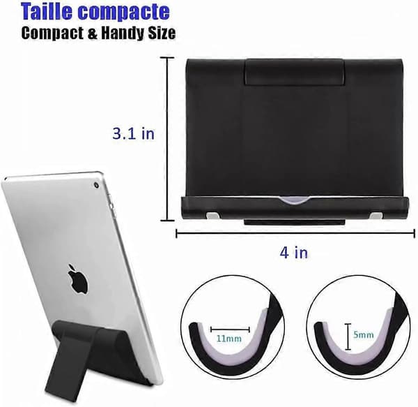 Sort Bærbar Bordtelefonholder Foldbar Telefonstand 360 Justerbar Smartphoneholder til iPhone og Android-telefon
