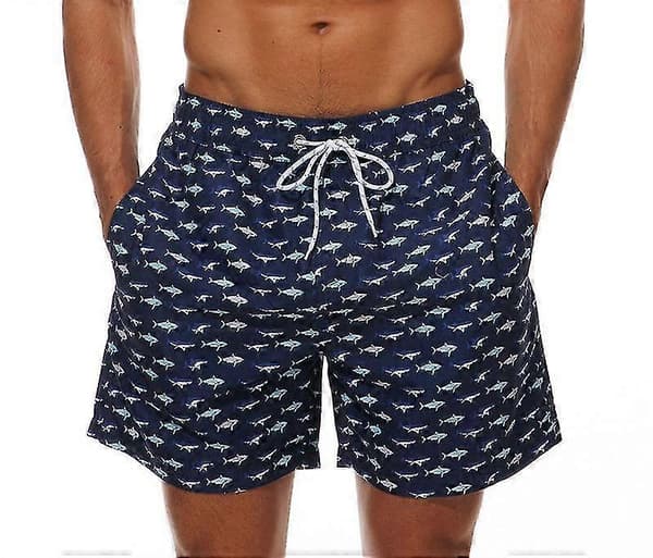 Badbyxor för män, snabbtorkande badshorts med meshfoder, roliga badkläder