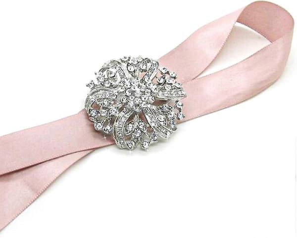 Krystal Rhinestone Broche til Kvinder Sølvfarvede Snoede Blade Broche Pins til Kvinder