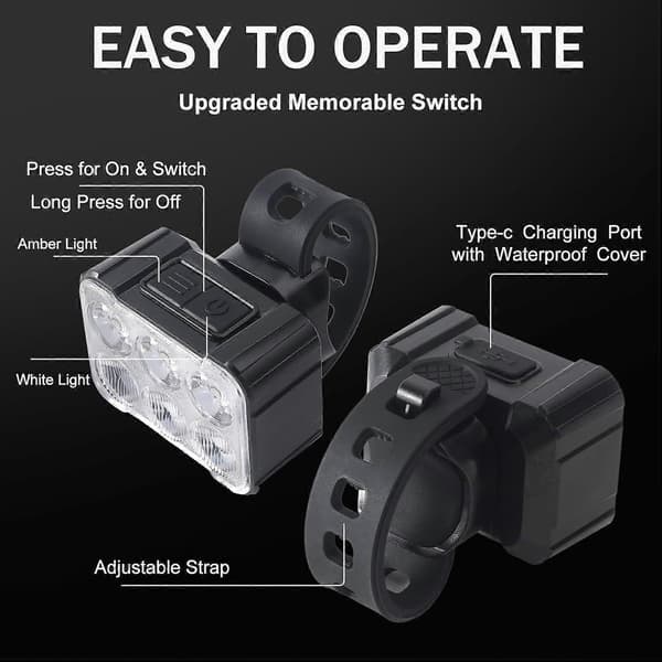 USB Oppladbart Sykkellyktsett - Supersterk Front og Bak