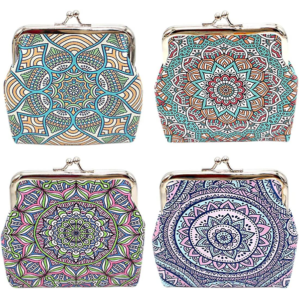 4-pack Myntbörs Söt Växelväska Clutch Plånbok Kosmetikaväska Handväska