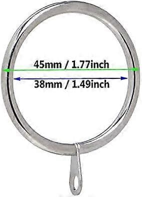 Pakke med 50 metalgardinringe til gardiner og stænger, 38 mm indvendig diameter (sølv)