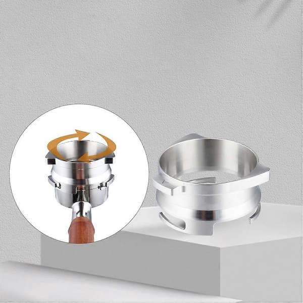 Kaffepulverdoseringstratt i rostfritt stål 54MM Kaffepress Rotationsslinga för kaffemaskiner Pulvertratt