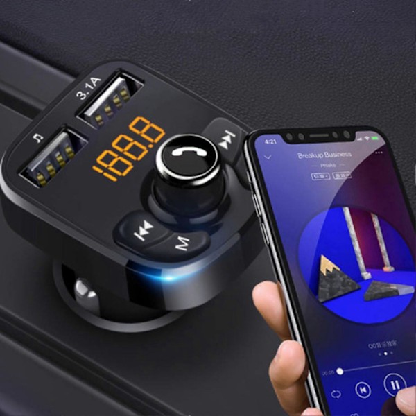 Dobbelt USB-port Bil MP3 Afspiller Bluetooth-kompatibel Auto Telefonoplader til Smartphones til iPhone