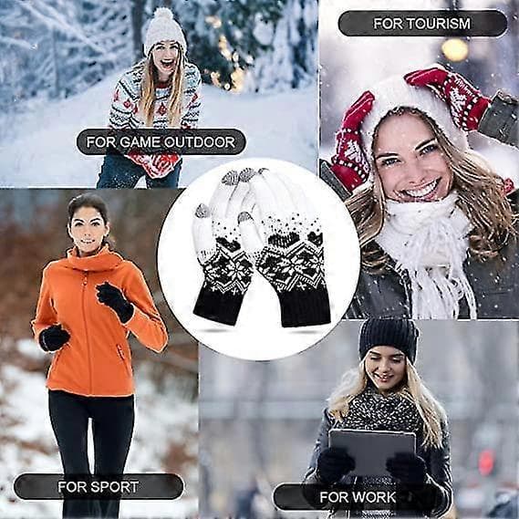 1 Par Damhandskar Pekskärm - Snöblomstryck, baksida-a