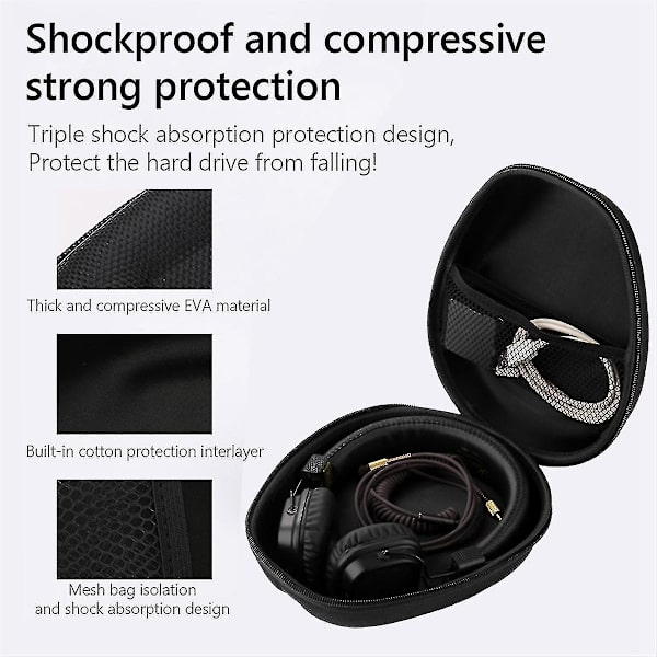 Hård EVA reseväska för Bluetooth-headset förvaringsväska för WH-CH720N WH-CH520N WH-1000XM4 hörlurar(A)