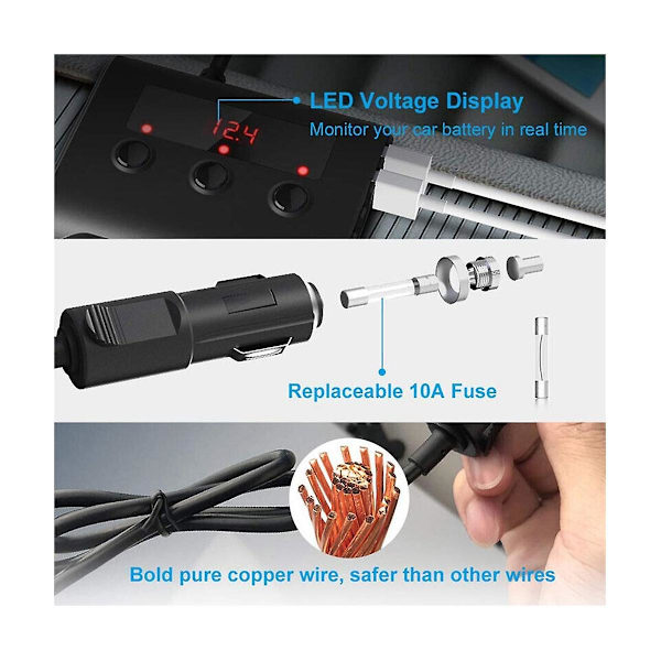 Tr12 Auton Bluetooth-sytytin Yksi Kolmelle Auton Laturi Universaali Auton Tarvikkeet B