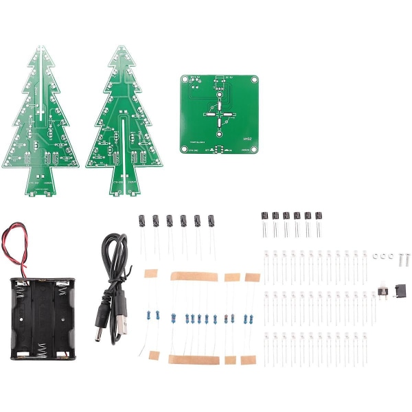 EEQKIT DIY Juletrær Loddeprosjekt, 3D Juletrær LED-sett DIY Elektronikksett Lodding Montering 7 Farger Morsomt Sett