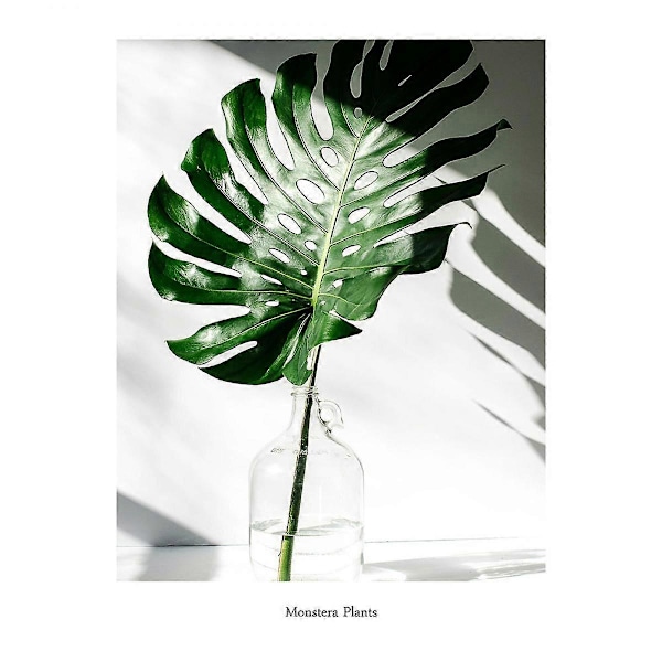 Wekity Ordkunst og Plantblad Komposition af Kunstlærred Trykt Poster, Enkel Mode Kunsttegning Dekoration til Hjem Stue Soveværelse Kontor (Sæt af 3 U