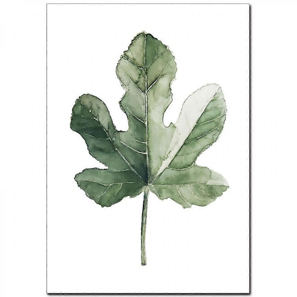 Wekity Gröna Blad Väggkonst Canvas Print Poster, Enkel Vitalitet Akvarellkonst Ritning Dekoration för Hem Vardagsrum Sovrum Kontor (Set om 4 Oinramade