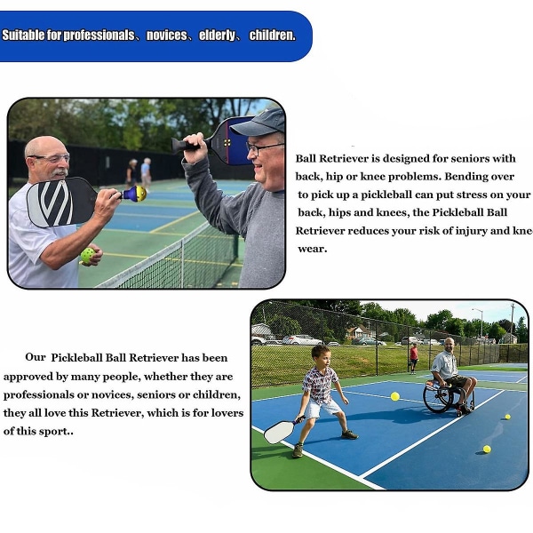 5-pack Pickleball Bollåterhämtare: Passar Alla Standard Pickleball Rackets, Enkel Att Fästa På Racket