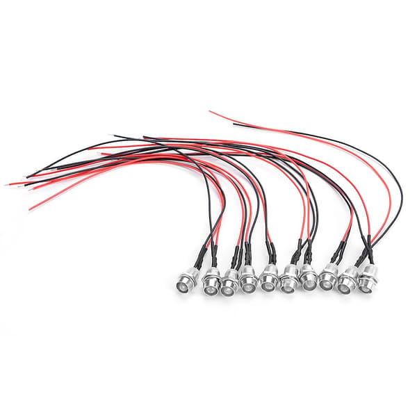 Ultra Bright 12V 8mm ferdigkablede LED-lyspærer (10 stk)