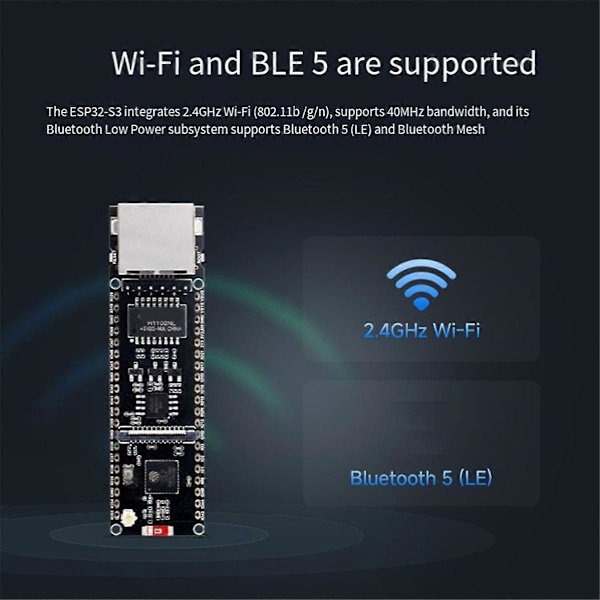 ESP32-S3 ETH Kamera Utviklingskort PoE RJ45 / OV2640 OV5640 Port / W5500 / Micro-SD for Størrelse, B