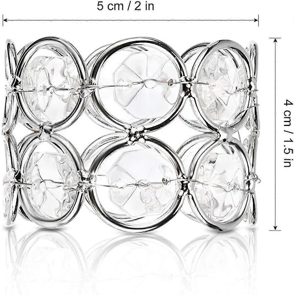 Kristallservettringar, Servetthållare med Pärlor, Bordsdekoration 6-pack, Silver