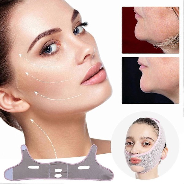 Pakke med 2 Beauty Face Sculpting Sleep Mask, V-Line Ansikts Slanke Maske, Hakestropp, Ansiktsløftbelte, Ansiktsstrammende Hudmaske, Beauty Halsmasker for