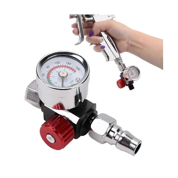 3st Högkvalitativ Färgspruta Luftregulator Tryckmätare & Adapter Pneumatisk Lufttrycksregulator