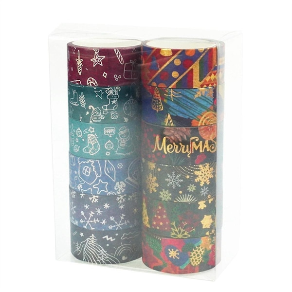 Jouluaiheinen Washi-teippisarja, 12 rullaa, talvinen koristelu taiteeseen, DIY-askarteluun, päiväkirjoihin, suunnittelijoille, Wr
