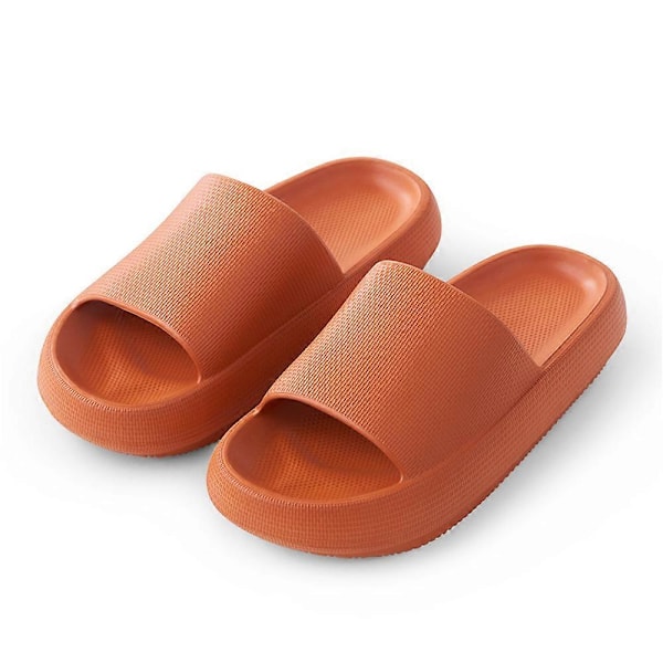 Cloud Slides til Kvinder Mænd Pudeslippers Skridsikre Badeværelsessandaler Blød Tyk Sål Indendørs og Udendørs Slides-Orange-35-36