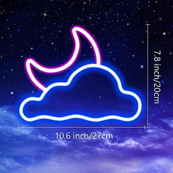Neonskylt Moln och Måne LED Neonljus Neonskyltar för Väggdekor USB-Batteridriven LED Neonskylt för Sovrum Barnrum Bröllopsfest Dekoration