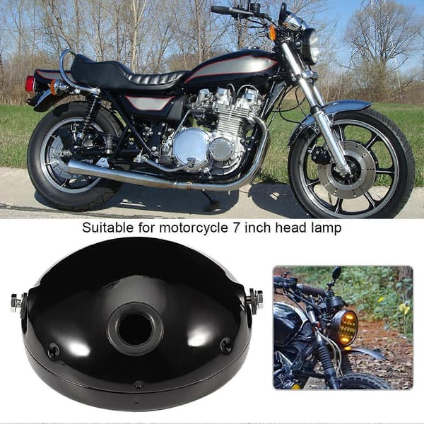 7 Tommer Jern Motorcykel Modificering LED Forlygte Hovedlampe Hus Dæksel (Sort)