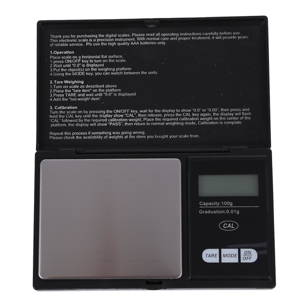 100g * 0.01g Mini LCD Digital Bärbar Fickvåg Smycken Guld Diamant Gram Vägningsvåg Bl