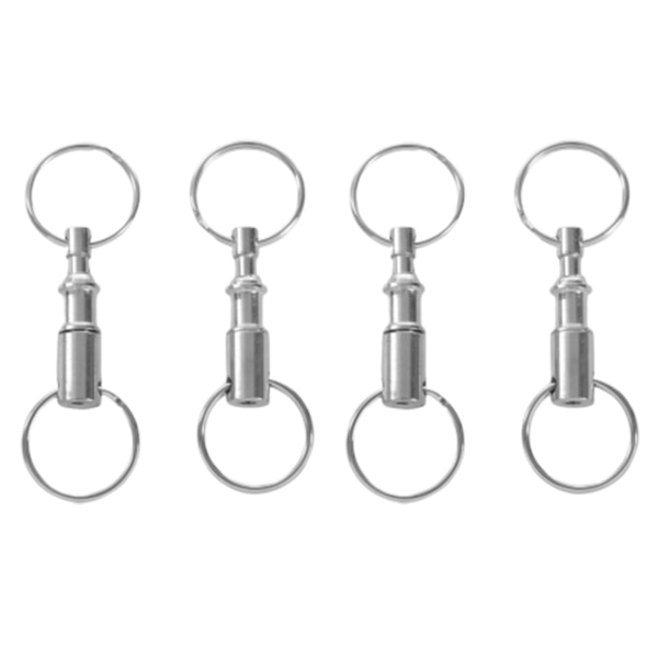 4 delar avtagbara dubbla nyckelringar Järn Nickel Dubbel löstagbar nyckelring Dubbel nyckelring Roterande