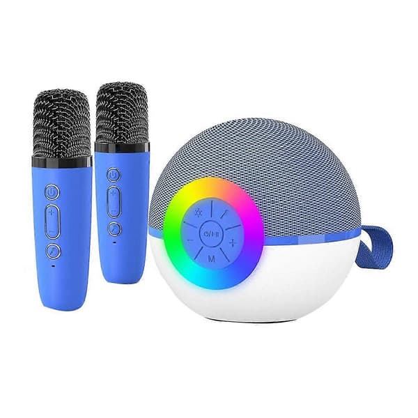 Mini Karaoke-laite 2 mikrofonilla, kannettava Bluetooth-mikrofoni laululelu LED-valolla, joulu