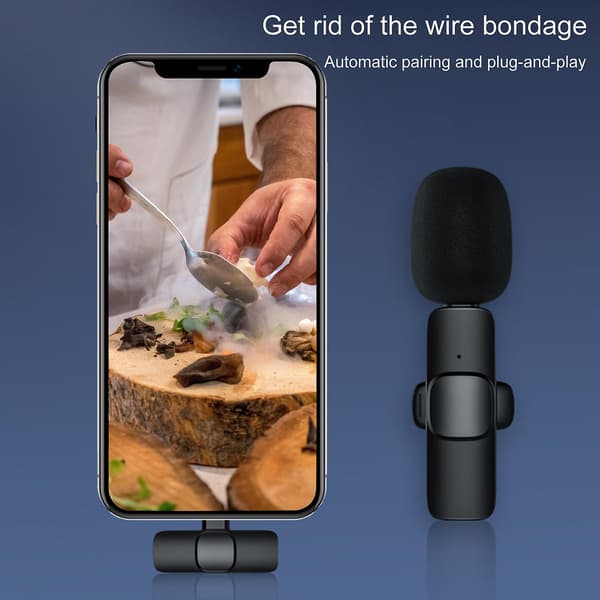 Trådløs Mikrofon Støjreduktion Lav Latency ABS Bluetooth-kompatibel 5.0 Klips Lapel Mikrofon til Optagelse