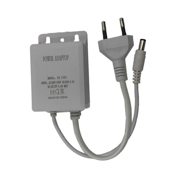 12V 2A Vanntett Strømforsyning Kamera Regnttett Strømforsyning Lysstripe Forsyning med EU-kontakt A