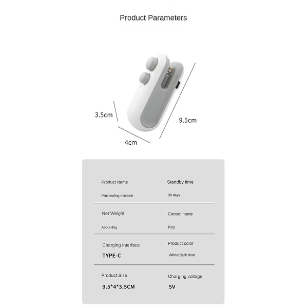 USB-matpåseförslutare, Värmeförslutare, Hushållsförpackning, Liten Handtrycksförslutare, Tillbehör