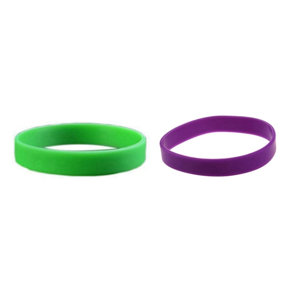 2 stk mote silikongummi elastisitet Armbånd Armbånd Mansjett armbånd armbånd, grønt og lilla
