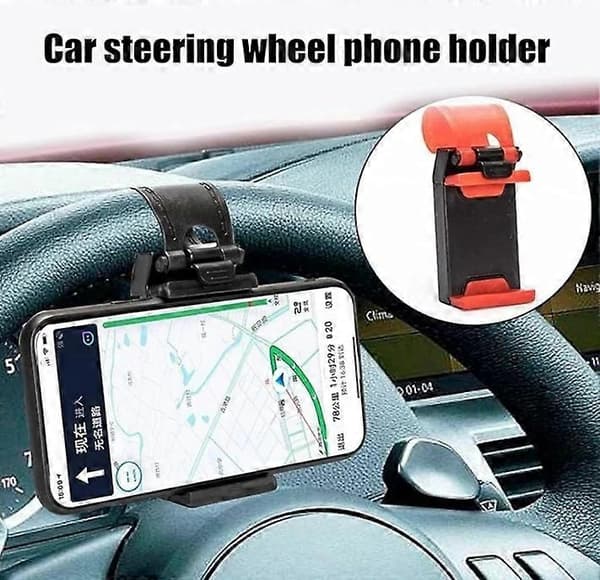 Bilratbeslag, håndfri mobiltelefonholder til bilen, passer til de fleste rat Bule