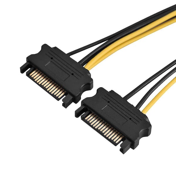 Dobbel SATA Hann til 8-pinners Hunn PCI-E Strømadapterkabel - 0,4m