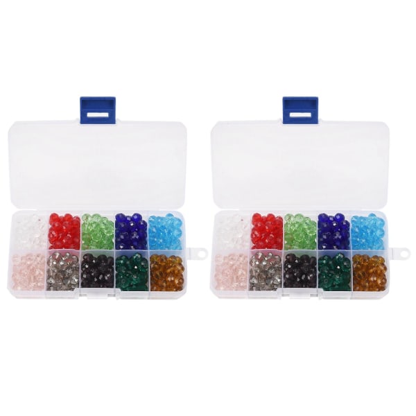 600 st glaspärlor, 8 mm 10-färgade facetterade pärlor Kristallpärlor för smyckestillverkning, gör-det-självpärlprojekt