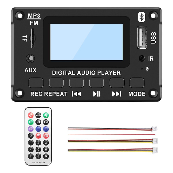 Bil Bluetooth Mp3 Dekoderkort LCD-Skärm Mp3 Ljudmodul Högtalare Stöd FM-Radio Aux Usb Dekod