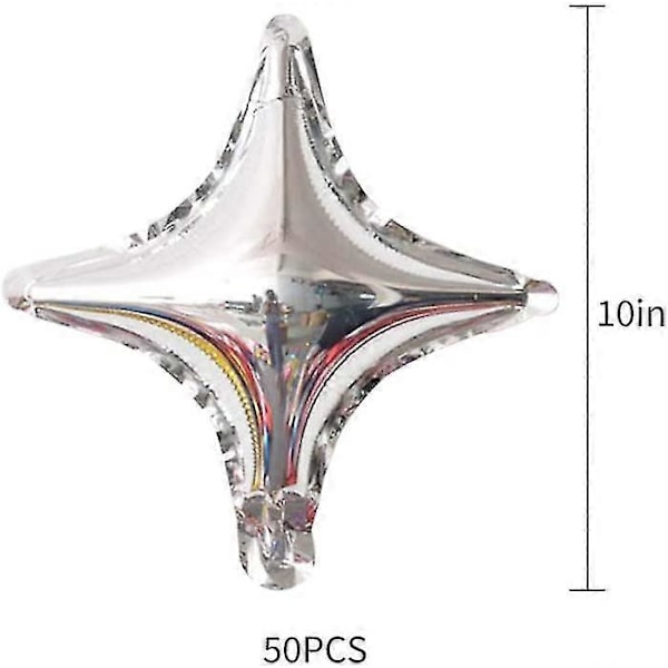 10'' Stjärnformad Folieballong Fyrsidig Ballon - 50 st Fyra Hörn Stjärna
