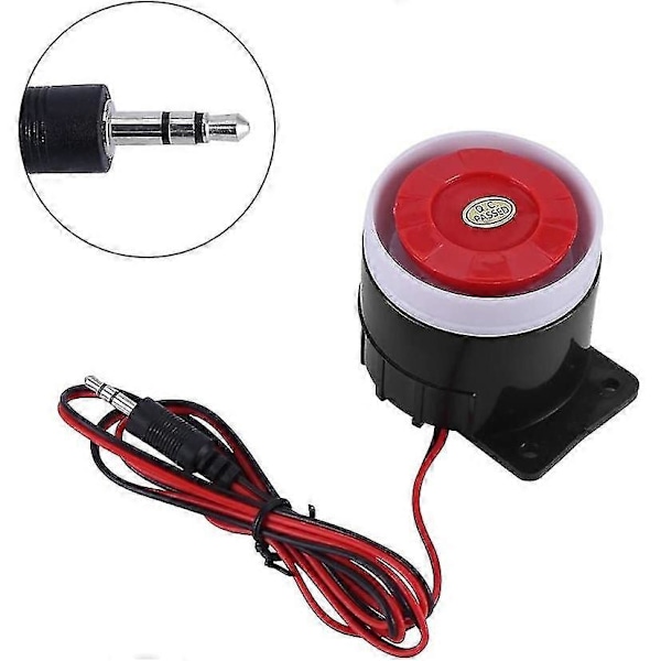 Mini Alarm Sirene Til Huset, Plast/metal, 110 Db, Sort/rød