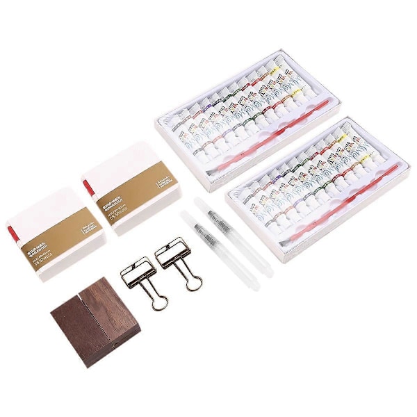 2 stk. Pocketartist Vandfarve Rejse Sæt Malepalette Rejse Kit Vandfarve Valnød Palet Rejse W